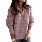 Hazel | Women’s Quarter-Zip Chunky Ribbed Knit Pullover Sweater