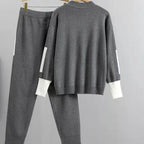 Chloe | Women’s Contrast Piping Knit Sweater & Jogger Set