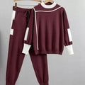 Chloe | Women’s Contrast Piping Knit Sweater & Jogger Set