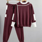Chloe | Women’s Contrast Piping Knit Sweater & Jogger Set
