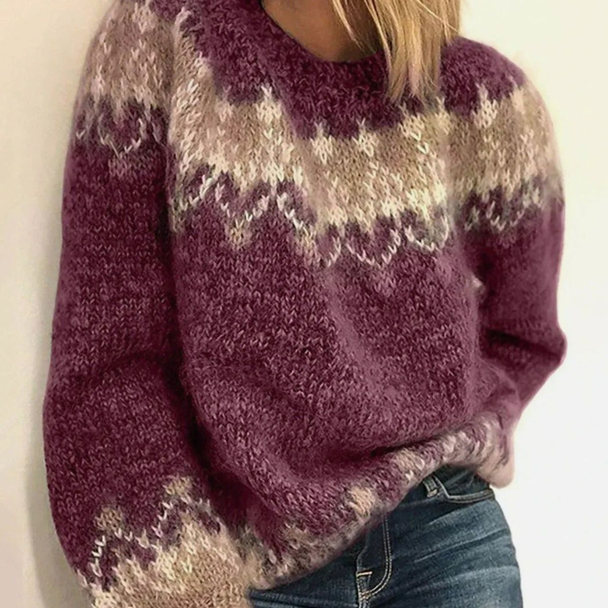 Freya | Women’s Fair Isle Nordic Pattern Chunky Knit Sweater