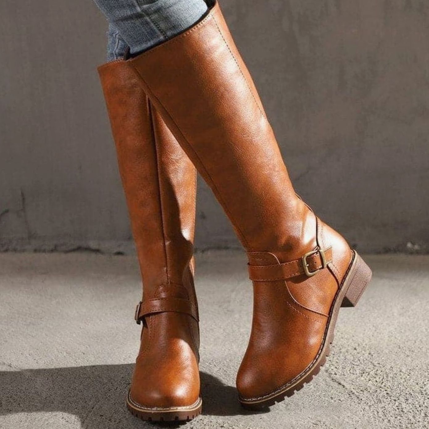 Clara | Women’s Leather Ankle Buckle Knee-High Riding Boots