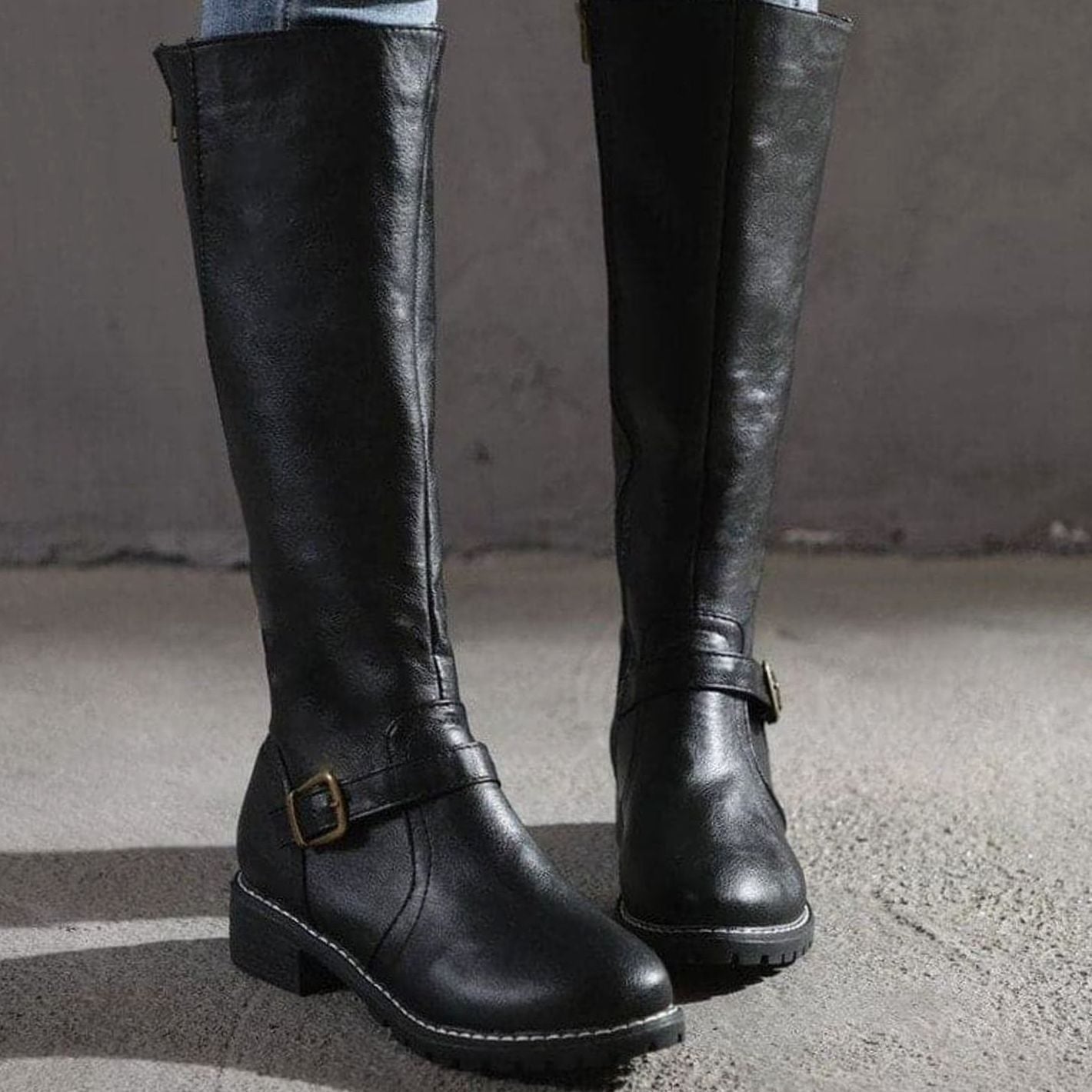 Clara | Women’s Leather Ankle Buckle Knee-High Riding Boots