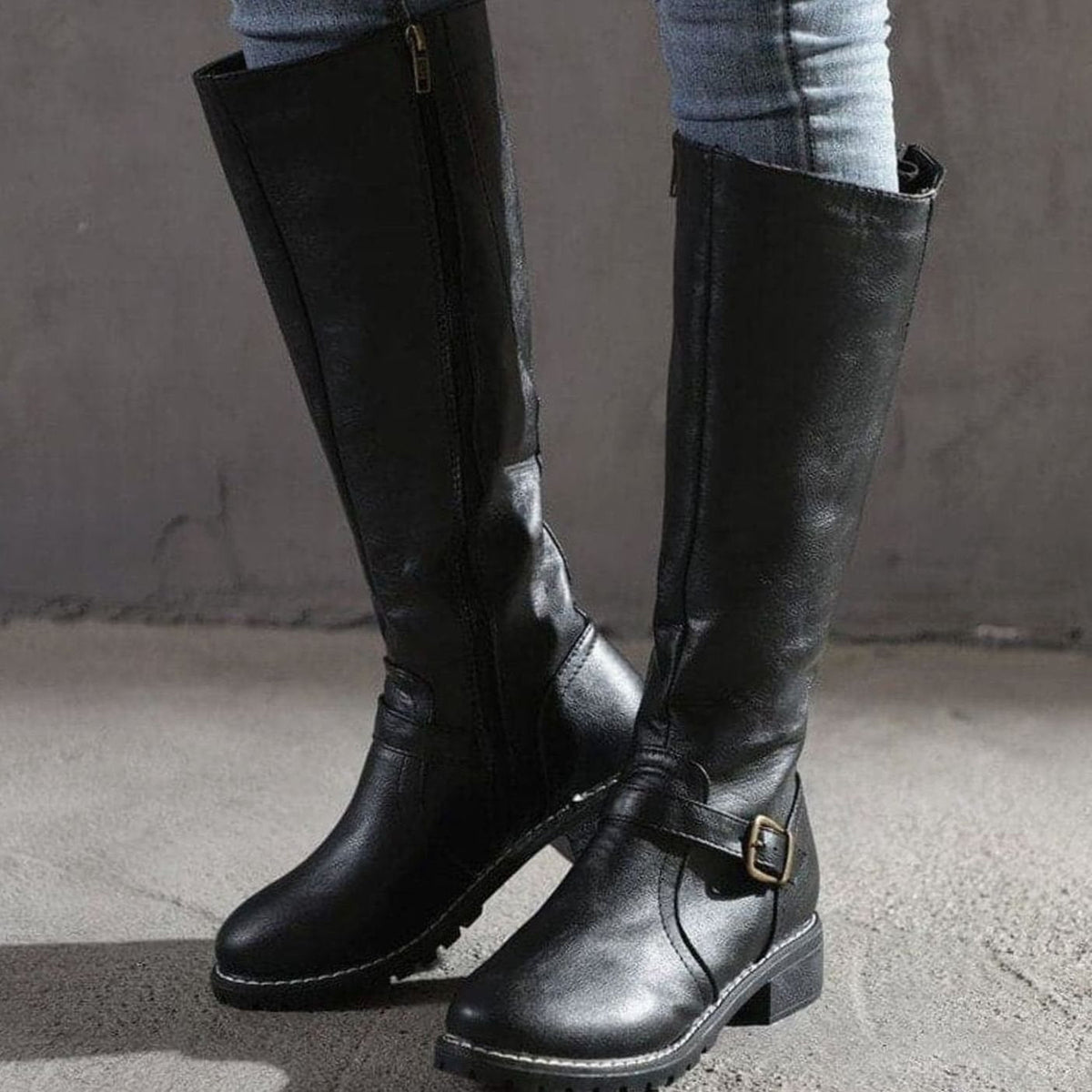 Clara | Women’s Leather Ankle Buckle Knee-High Riding Boots