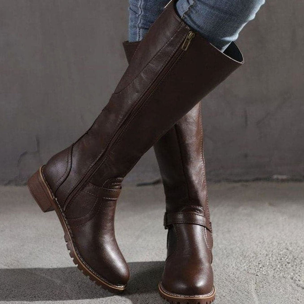 Clara | Women’s Leather Ankle Buckle Knee-High Riding Boots