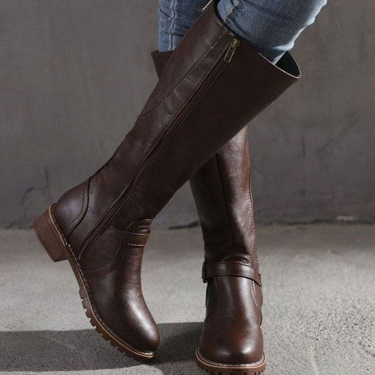 Clara | Women’s Leather Ankle Buckle Knee-High Riding Boots