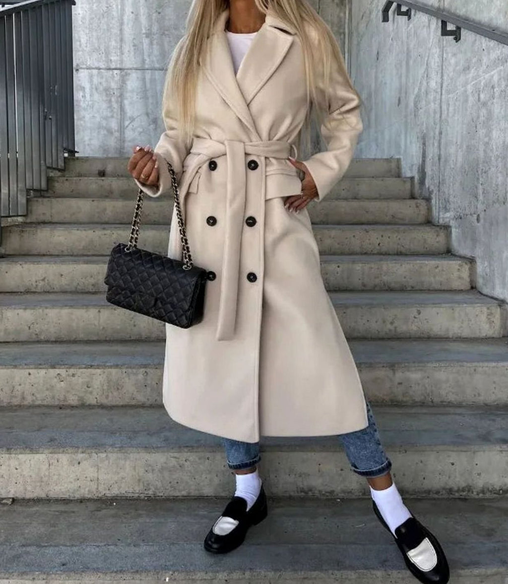 Margot | Women’s Double-Breasted Longline Wool-Blend Overcoat