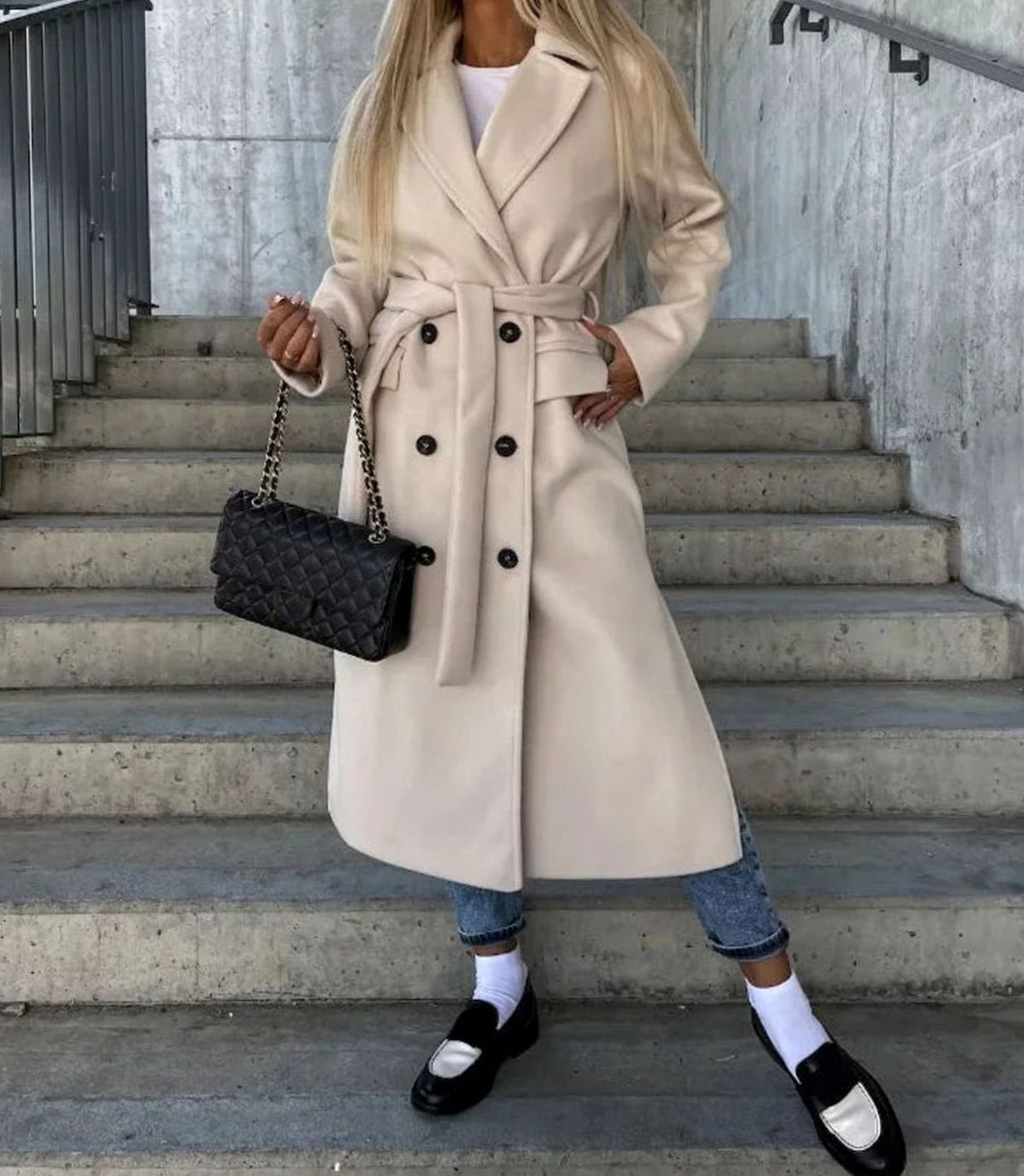 Margot | Women’s Double-Breasted Longline Wool-Blend Overcoat