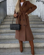 Margot | Women’s Double-Breasted Longline Wool-Blend Overcoat