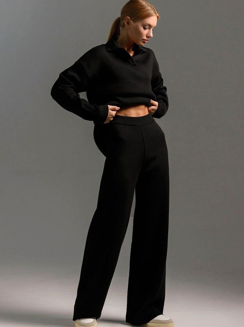 Harper | Women’s Collared Knit Sweater & Wide-Leg Lounge Set
