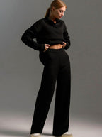 Harper | Women’s Collared Knit Sweater & Wide-Leg Lounge Set