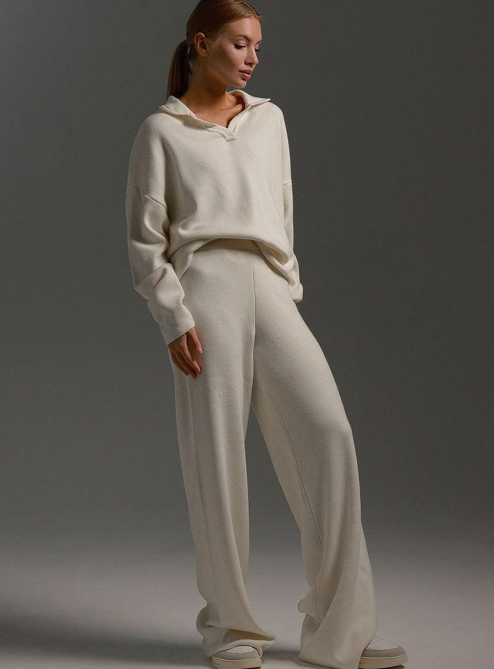 Harper | Women’s Collared Knit Sweater & Wide-Leg Lounge Set