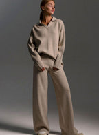 Harper | Women’s Collared Knit Sweater & Wide-Leg Lounge Set