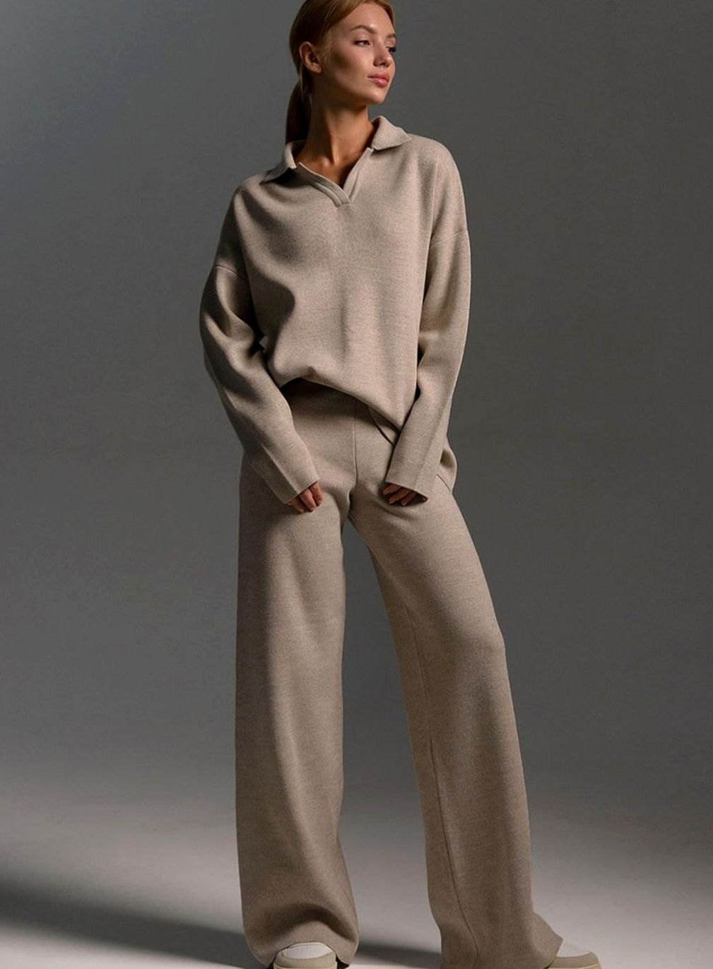 Harper | Women’s Collared Knit Sweater & Wide-Leg Lounge Set