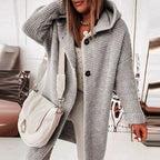 Nora | Women’s Hooded Button-Front Chunky Knit Longline Cardigan