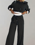 Luna | Women’s Layered-Look Cropped Hoodie & Wide-Leg Sweatsuit Set