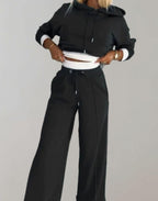 Luna | Women’s Layered-Look Cropped Hoodie & Wide-Leg Sweatsuit Set