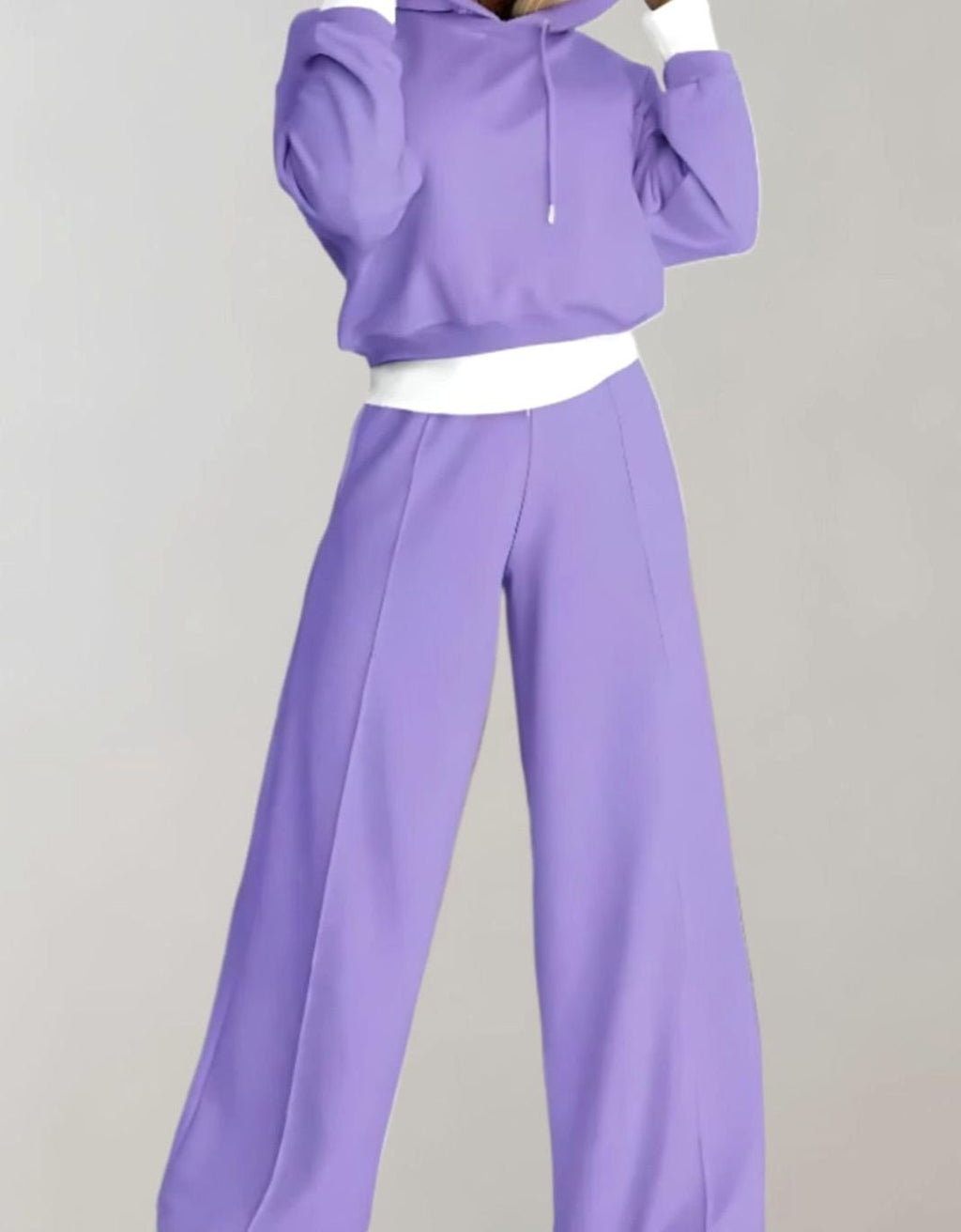 Luna | Women’s Layered-Look Cropped Hoodie & Wide-Leg Sweatsuit Set