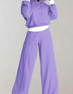 Luna | Women’s Layered-Look Cropped Hoodie & Wide-Leg Sweatsuit Set