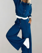 Luna | Women’s Layered-Look Cropped Hoodie & Wide-Leg Sweatsuit Set