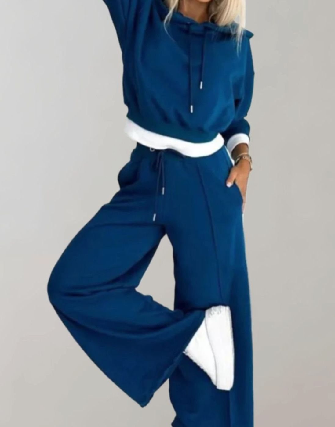 Luna | Women’s Layered-Look Cropped Hoodie & Wide-Leg Sweatsuit Set