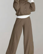 Luna | Women’s Layered-Look Cropped Hoodie & Wide-Leg Sweatsuit Set
