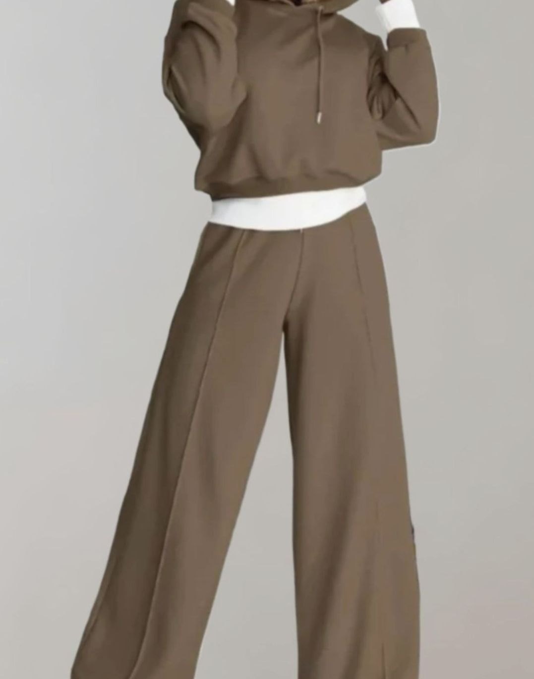 Luna | Women’s Layered-Look Cropped Hoodie & Wide-Leg Sweatsuit Set