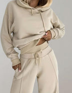 Luna | Women’s Layered-Look Cropped Hoodie & Wide-Leg Sweatsuit Set