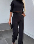 Giselle | Women’s High-Rise Front-Seam Trouser & Cropped Top Set