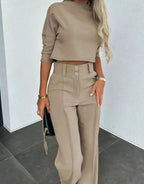 Giselle | Women’s High-Rise Front-Seam Trouser & Cropped Top Set