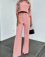 Giselle | Women’s High-Rise Front-Seam Trouser & Cropped Top Set