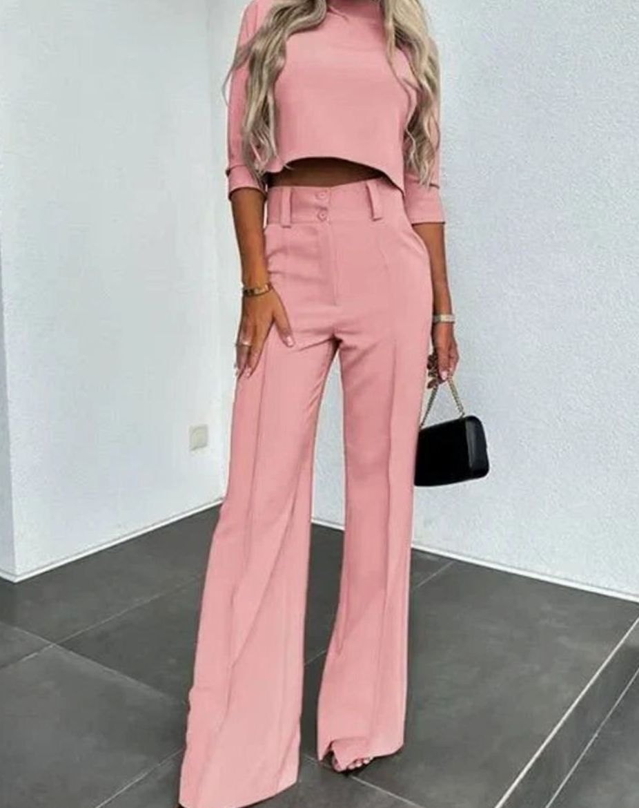 Giselle | Women’s High-Rise Front-Seam Trouser & Cropped Top Set