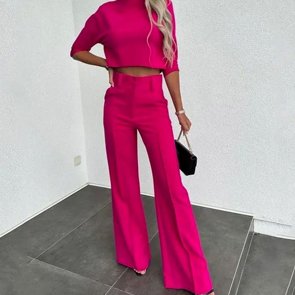 Giselle | Women’s High-Rise Front-Seam Trouser & Cropped Top Set