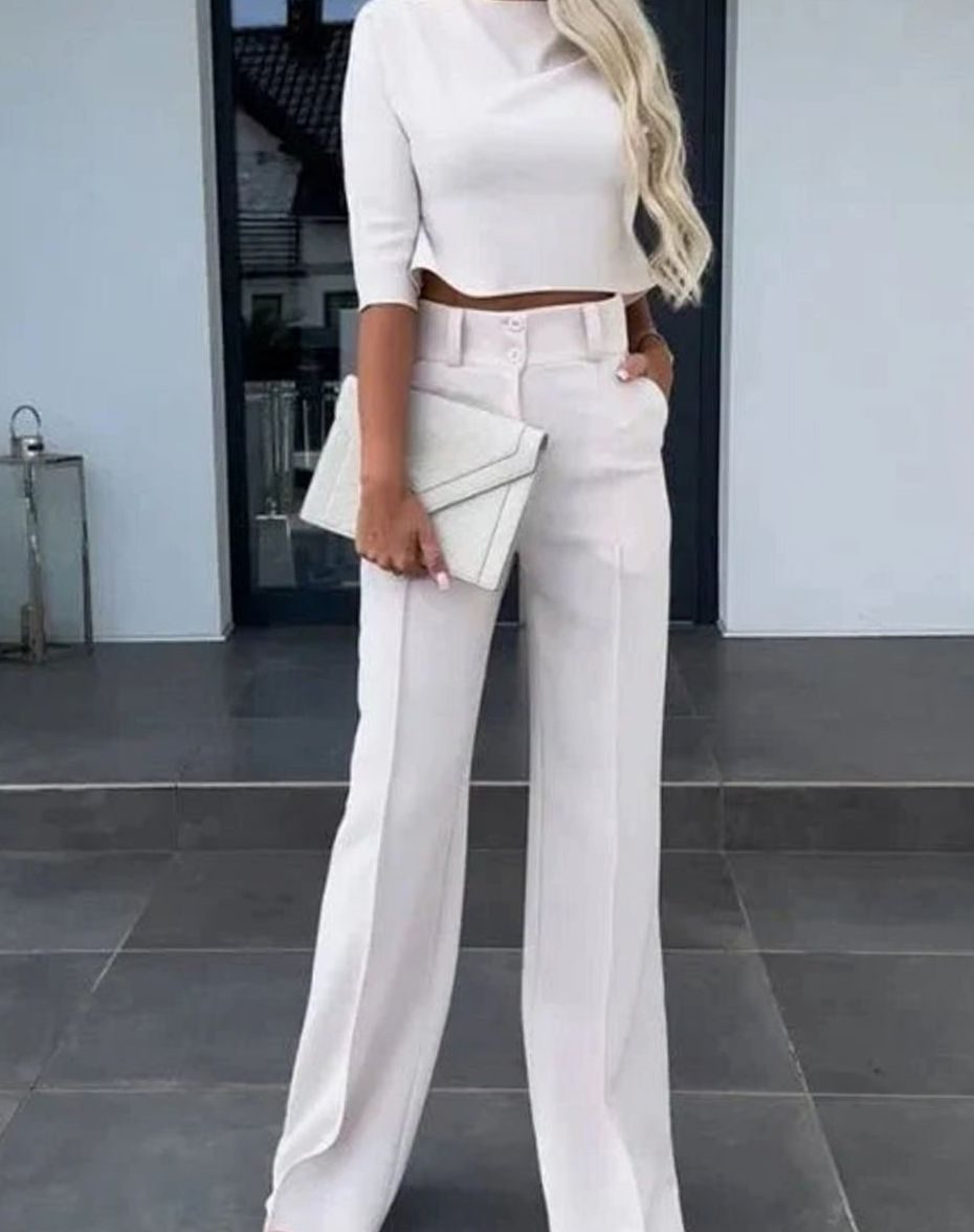 Giselle | Women’s High-Rise Front-Seam Trouser & Cropped Top Set