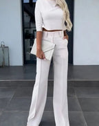 Giselle | Women’s High-Rise Front-Seam Trouser & Cropped Top Set