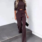 Giselle | Women’s High-Rise Front-Seam Trouser & Cropped Top Set