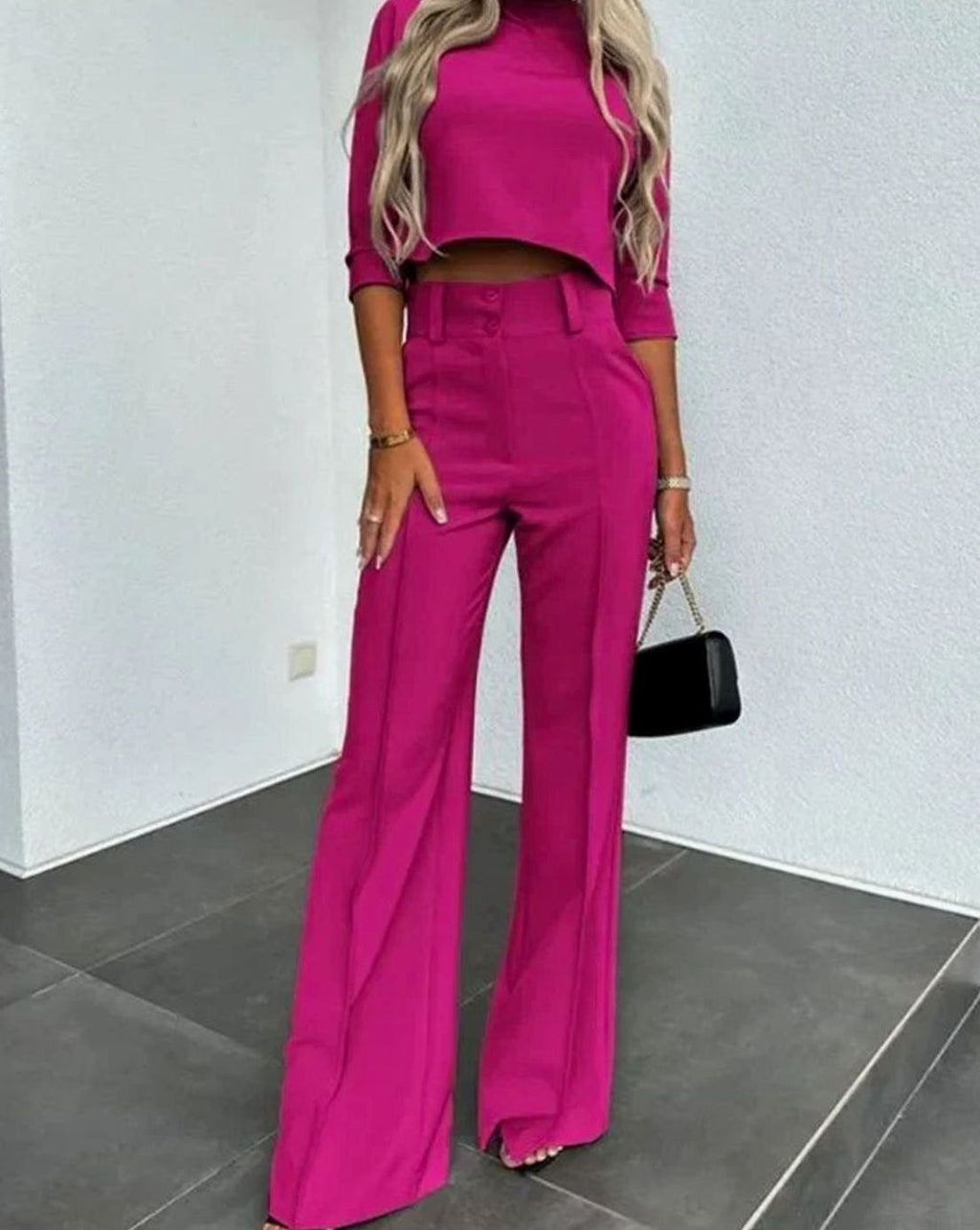 Giselle | Women’s High-Rise Front-Seam Trouser & Cropped Top Set