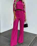 Giselle | Women’s High-Rise Front-Seam Trouser & Cropped Top Set