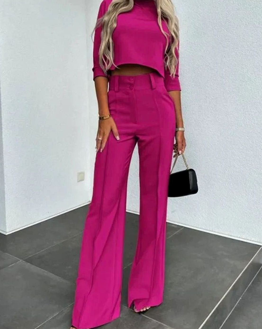 Giselle | Women’s High-Rise Front-Seam Trouser & Cropped Top Set