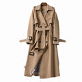 Genevieve | Women’s Double-Breasted Plaid-Lined Long Trench Coat