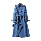 Genevieve | Women’s Double-Breasted Plaid-Lined Long Trench Coat