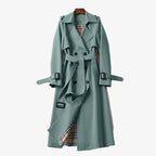 Genevieve | Women’s Double-Breasted Plaid-Lined Long Trench Coat