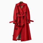 Genevieve | Women’s Double-Breasted Plaid-Lined Long Trench Coat