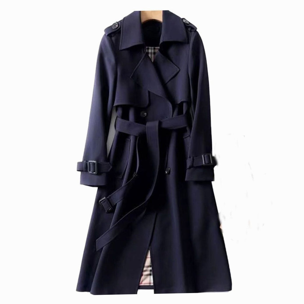 Audrey | Women’s Double-Breasted Plaid-Lined Belted Trench Coat