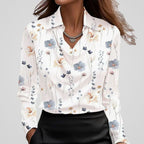 Adele | Women’s Collared Cowl Neck Satin Long Sleeve Blouse