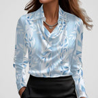 Adele | Women’s Collared Cowl Neck Satin Long Sleeve Blouse