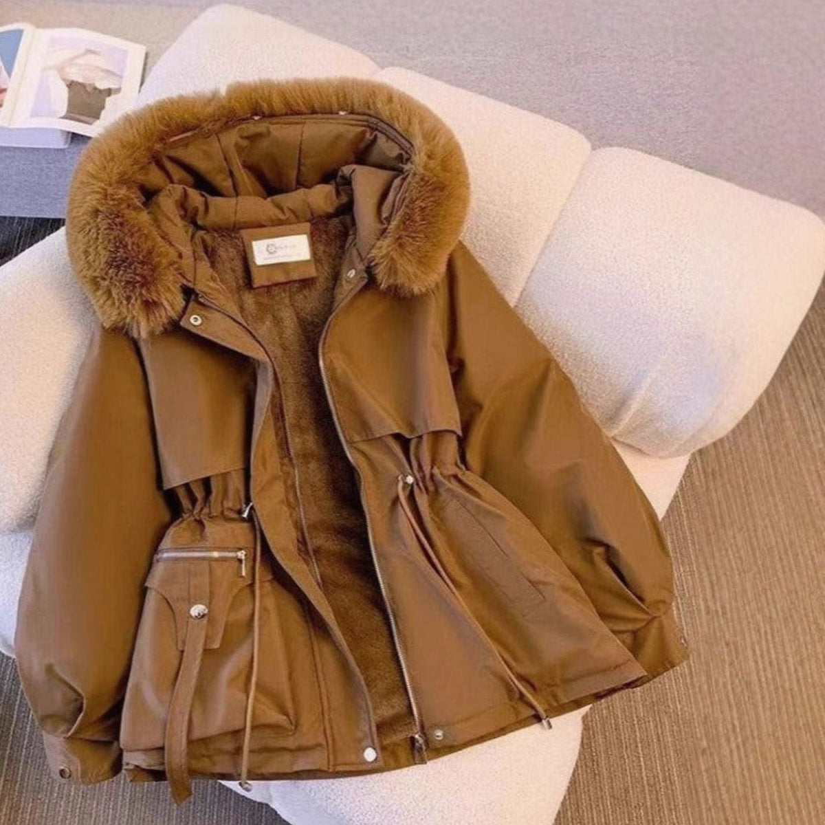 Gemma | Women’s Hooded Drawstring Waist Utility Parka Jacket