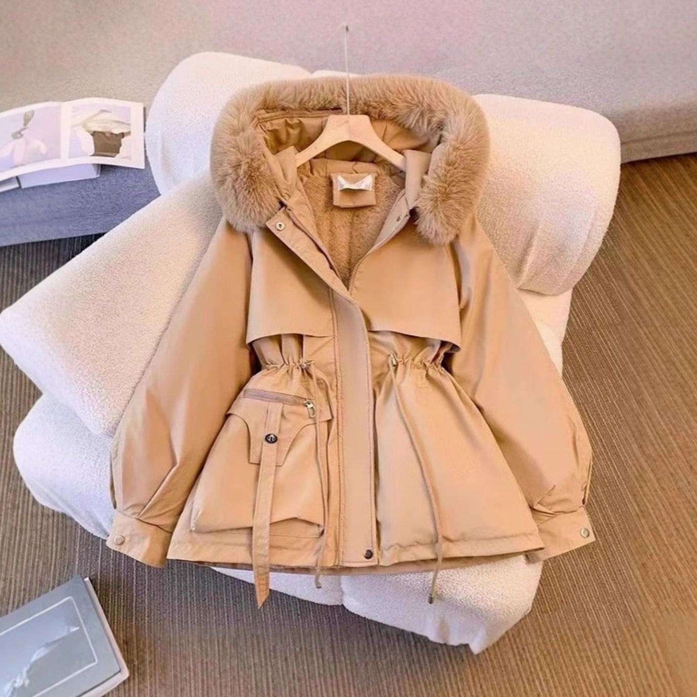 Gemma | Women’s Hooded Drawstring Waist Utility Parka Jacket