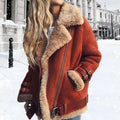 Sienna | Women’s Faux-Shearling Suede Asymmetric Zip Aviator Jacket