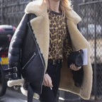 Sienna | Women’s Faux-Shearling Suede Asymmetric Zip Aviator Jacket
